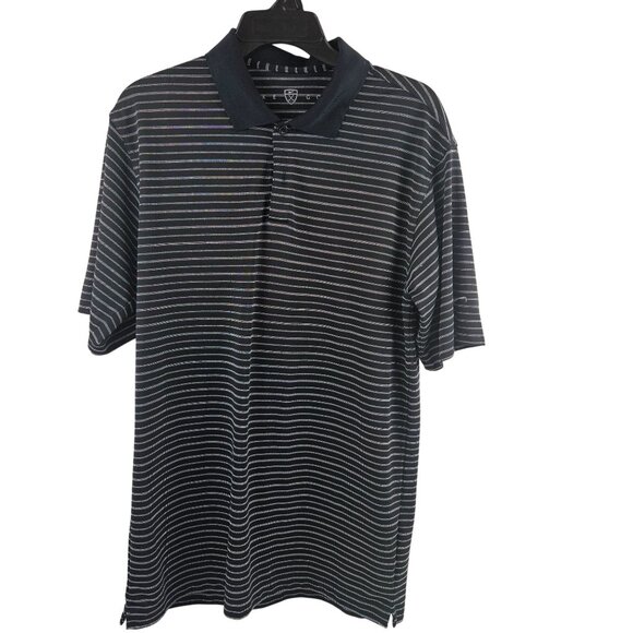 Nike Fit Dry Golf Polo Shirt Mens Size M Black White Striped Fit Dry Polyester - Picture 1 of 10